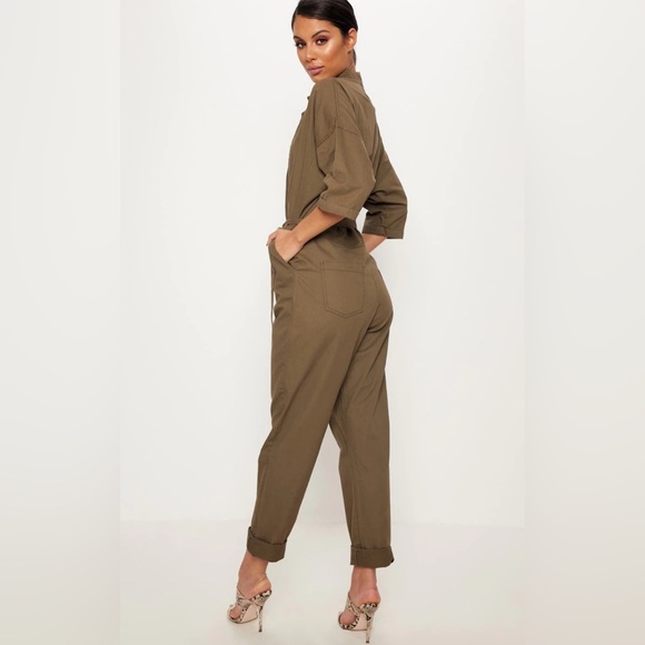 Khaki Denim Utility Jumpsuit. Only worn once! Perfect condition - Picture 2 of 3
